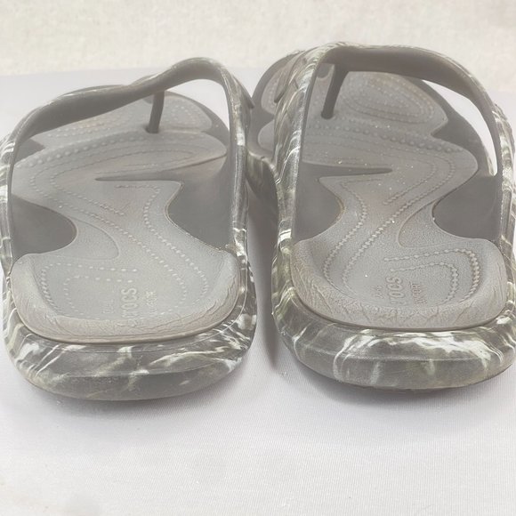 CROCS Mens 7 Womens 9 Dual Comfort Gray Camo Thong Flip Flops Comfort Cushion - Picture 2 of 5